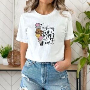 Teaching Is a Work of The Heart Teacher Graphic T Shirt